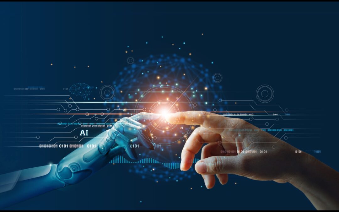 a human hand and a robot hand